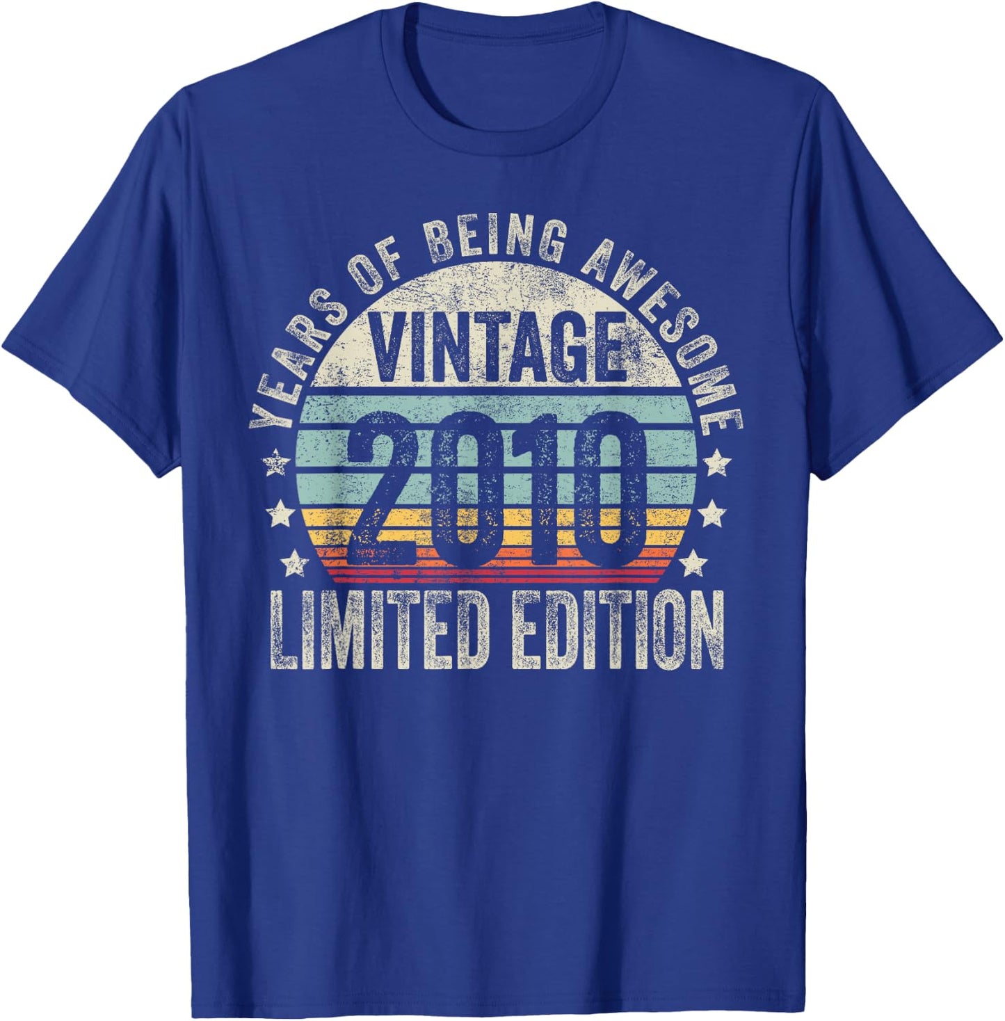 Vintage 2010 T Shirts Retro Funny 2010 Birthday T-Shirt - T-Shirt | Royal