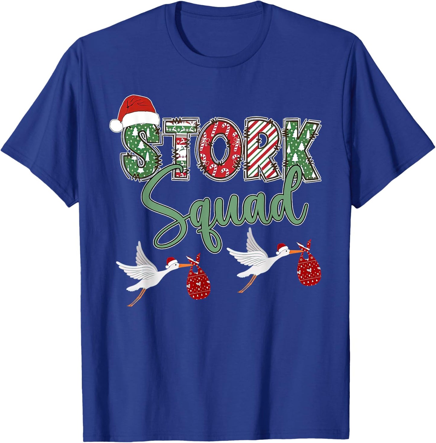 Labor And Delivery Nurse Stork Squad Christmas Obstetrics T-Shirt - T-Shirt | Royal