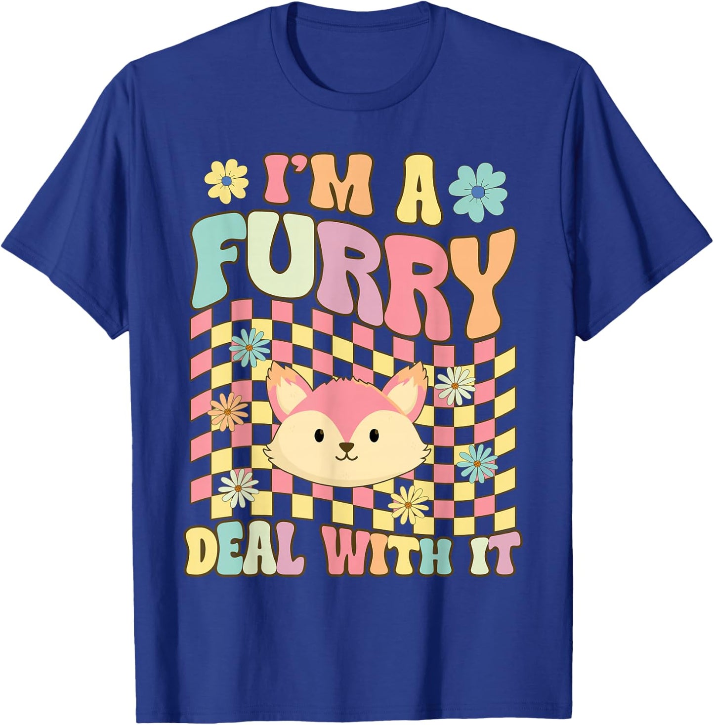 I'm A Furry Deal With It Groovy Furry Fandom Fursuit Fox T-Shirt - T-Shirt | Royal