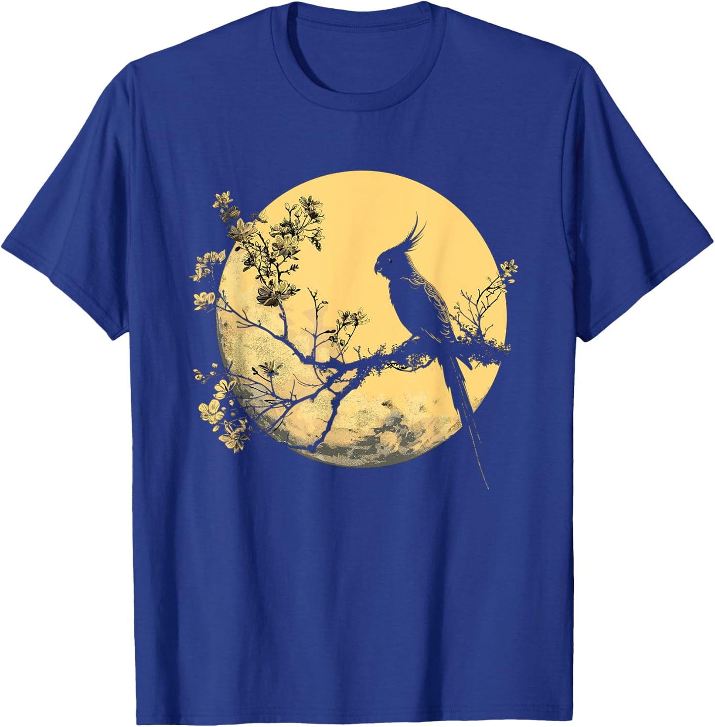 Cockatiel Parrot Lover Bird Moon and Flower T-Shirt - T-Shirt | Royal