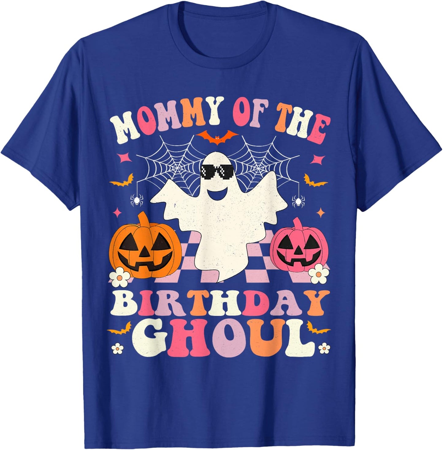 Mommy Of The Birthday Ghoul Groovy Halloween Ghost Spooky T-Shirt - T-Shirt | Royal
