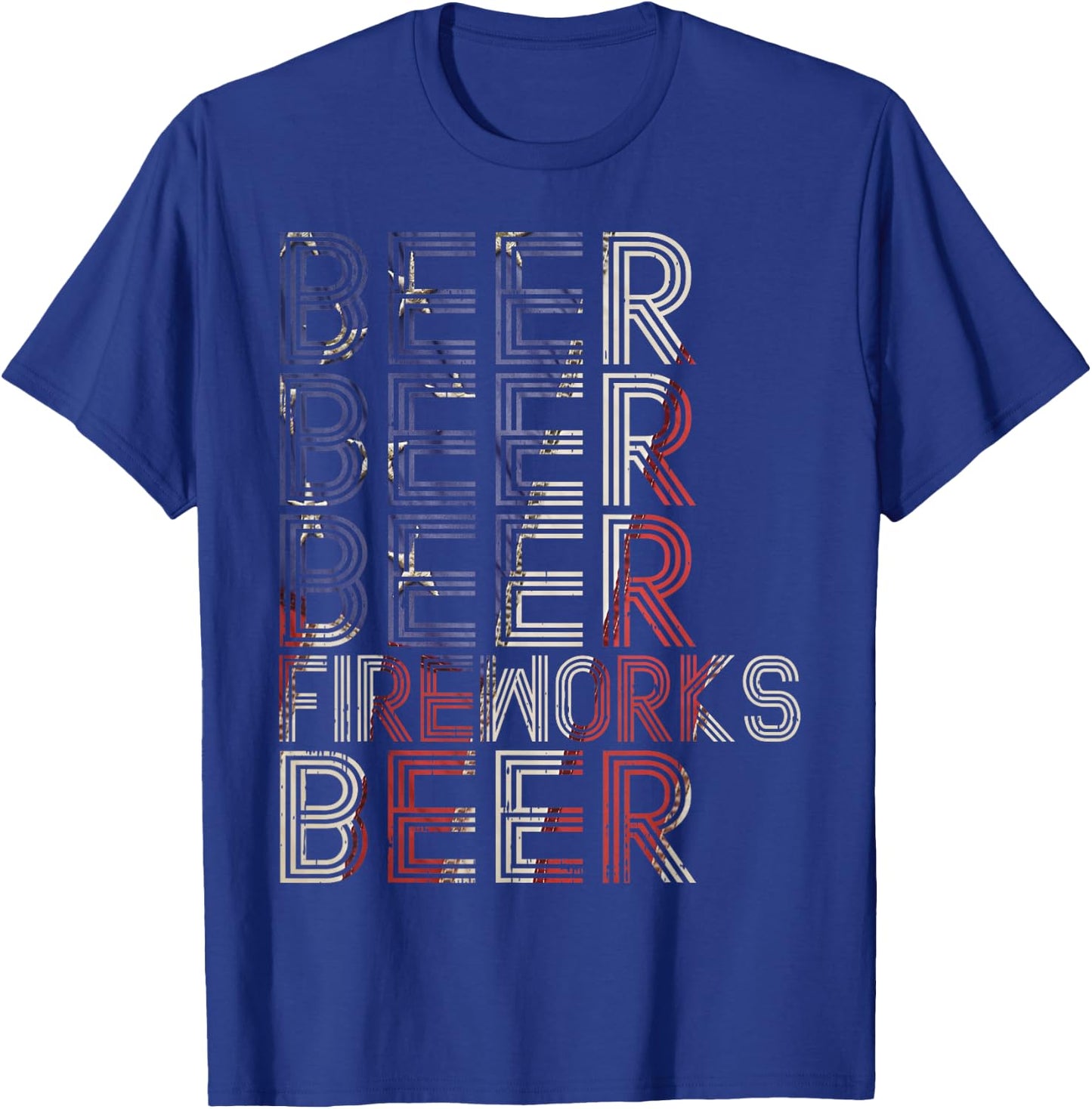 Beer Fireworks Retro 4th Of July Party Parade Drinking Team Women Men T-Shirt - T-Shirt | Royal