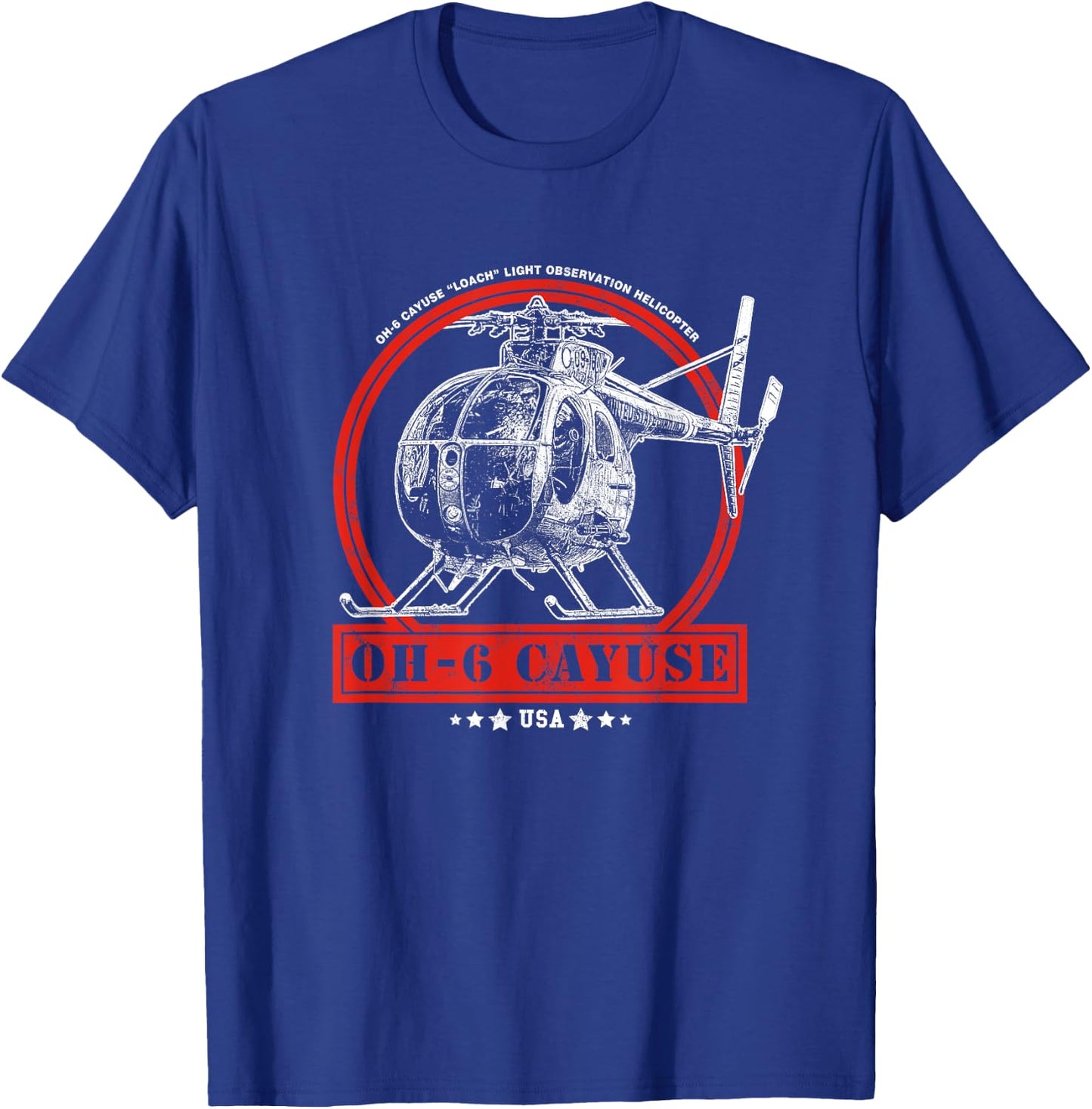OH-6 "Loach" Cayuse Helicopter T-Shirt - T-Shirt | Royal