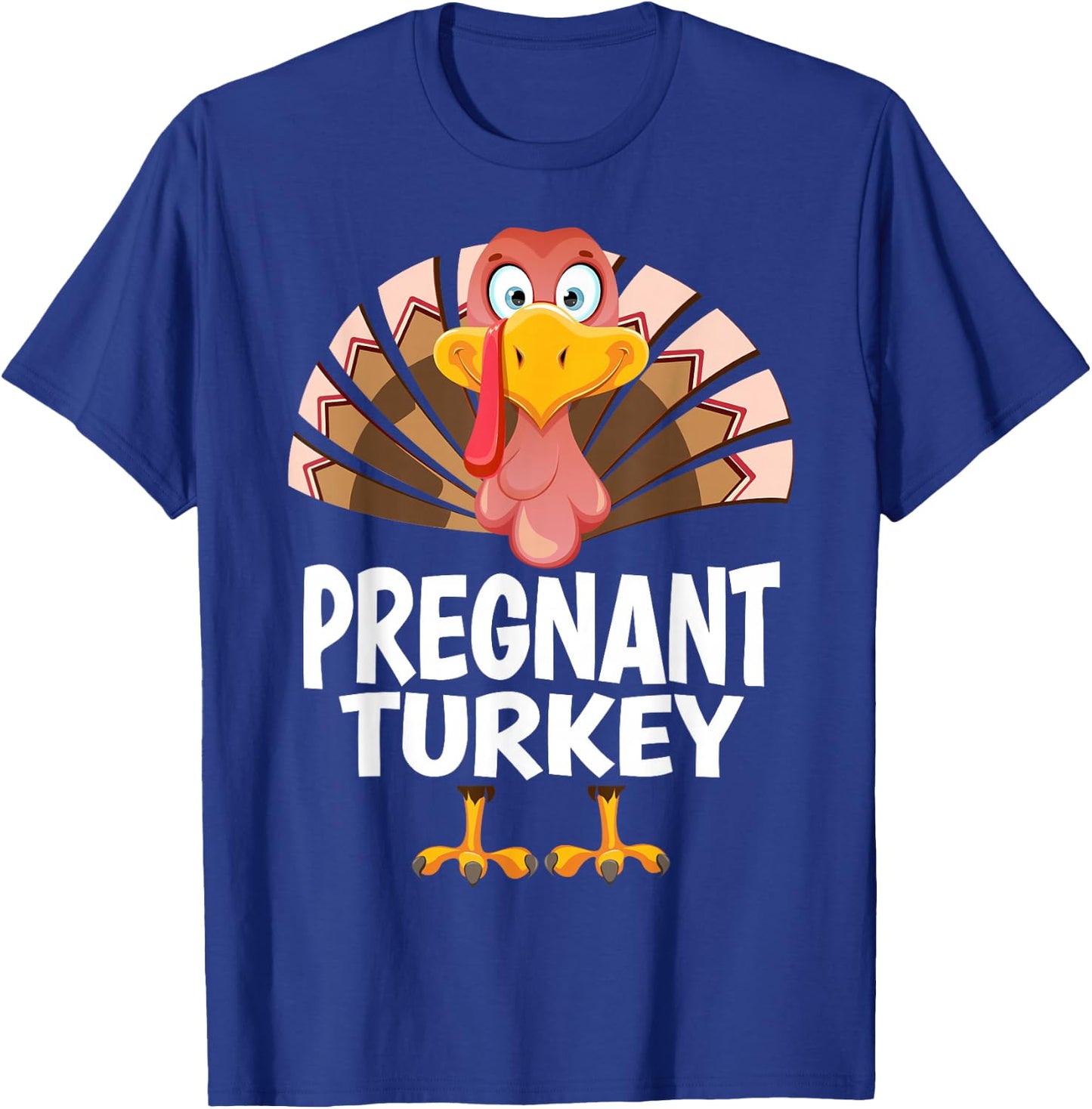 Thanksgiving Pregnant Turkey Matching Pajama T-Shirt - T-Shirt | Royal