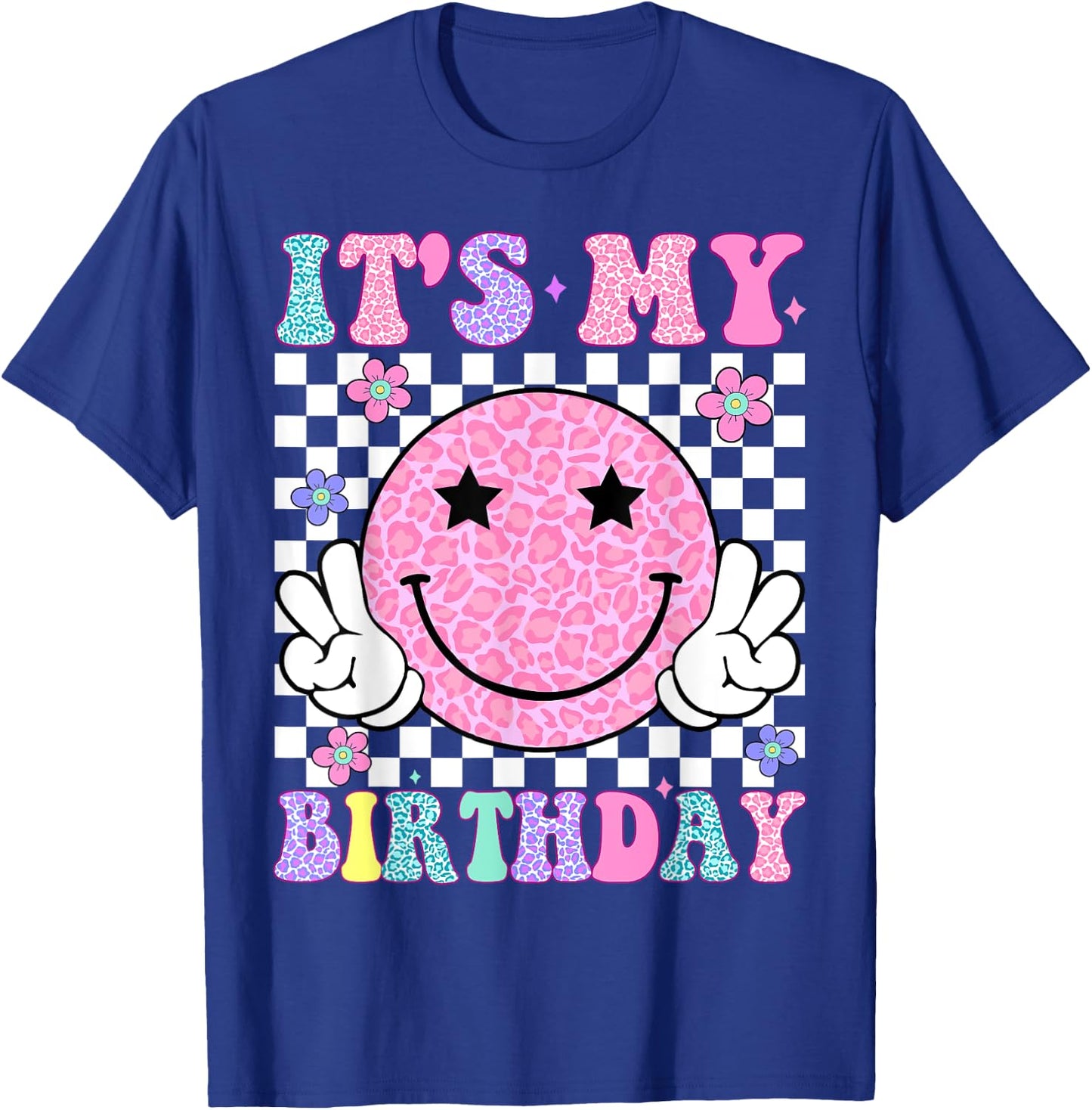 Groovy It's My Birthday Girls Women Teens Kids Flower T-Shirt - T-Shirt | Royal