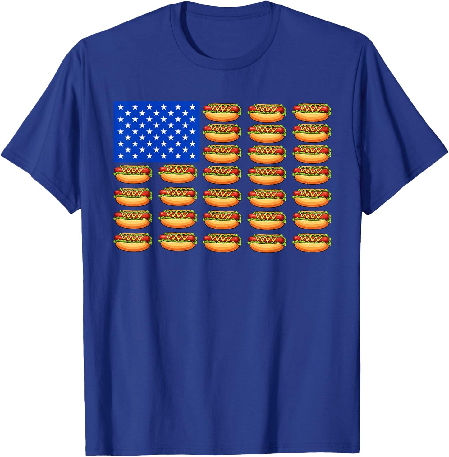 Hotdog USA American Flag Fourth of July Patriotic Men Women T-Shirt - T-Shirt | Royal