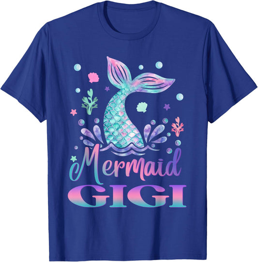 Birthday Mermaid Gigi Matching Family Bday Party T-Shirt - T-Shirt | Royal