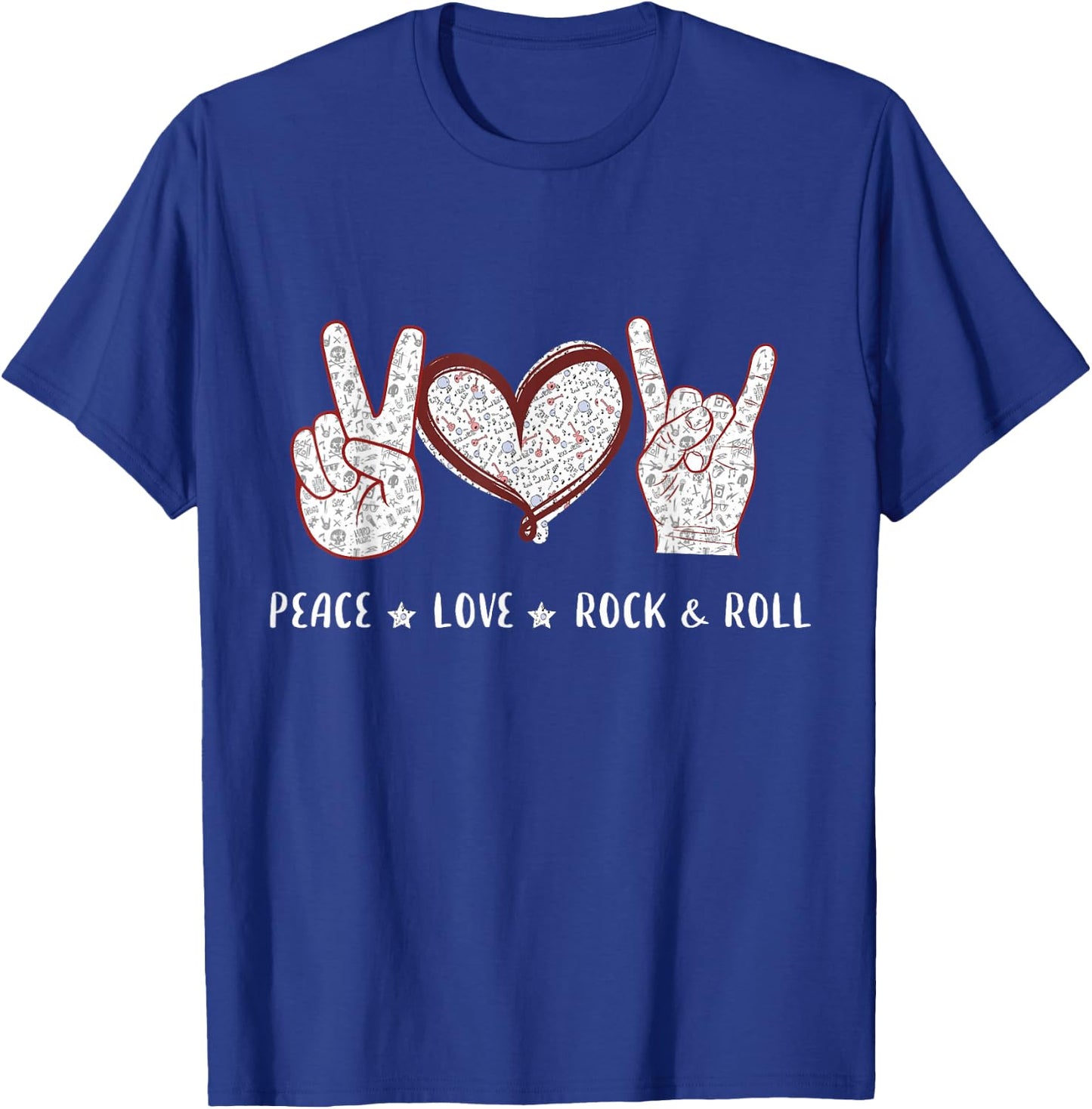 Peace Love Rock And Roll Music Concert Hippie Gift Men Women T-Shirt - T-Shirt | Royal