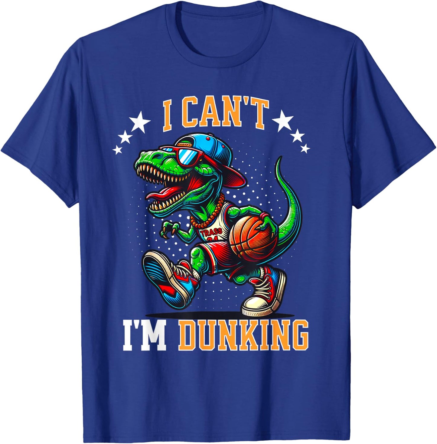 I'm Dunking Basketball Dinosaur T Rex Player Kids Boys Teens T-Shirt - T-Shirt | Royal
