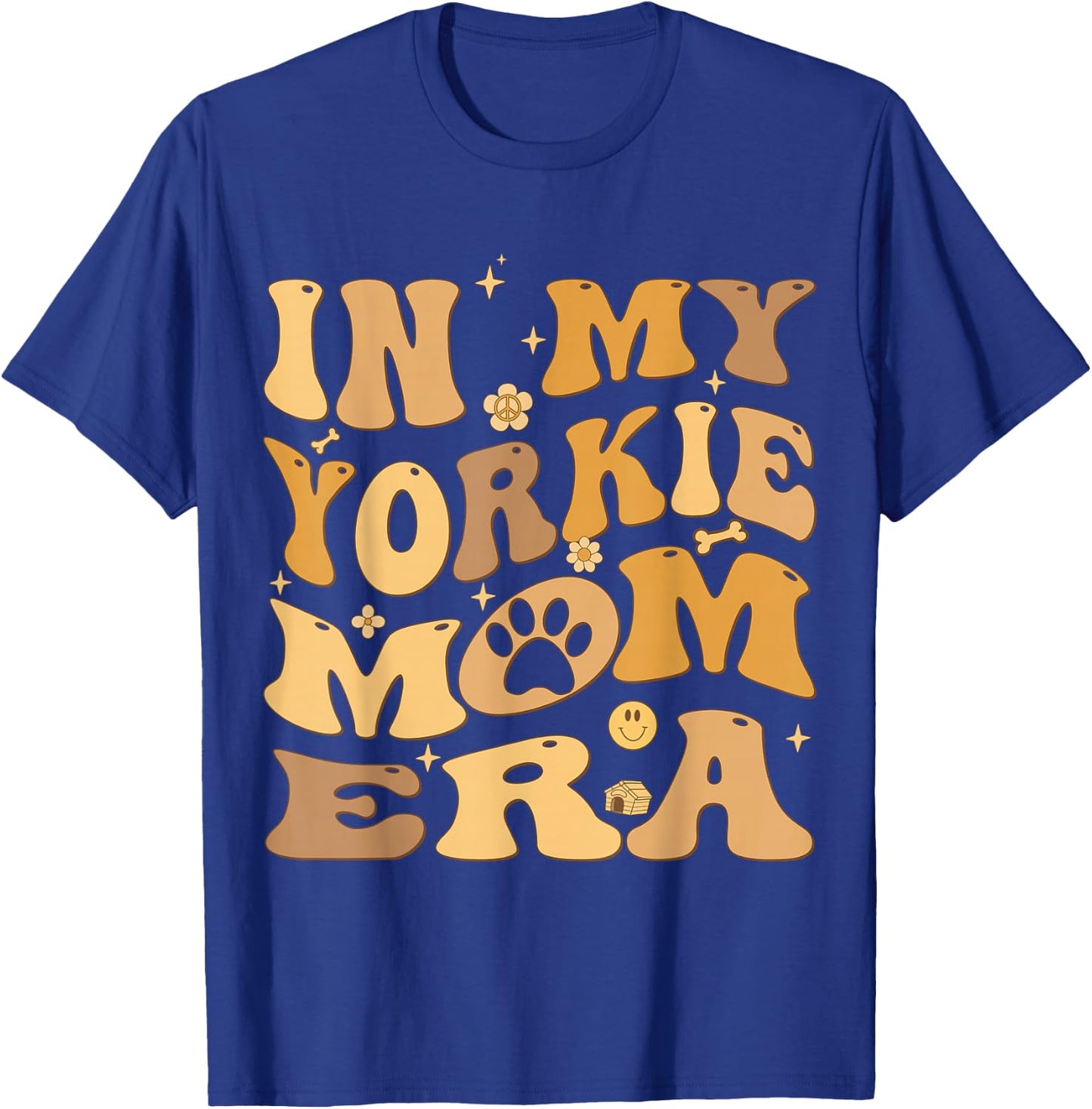 In My Yorkie Mom Era Groovy Yorkshire Terrier Dog Owner T-Shirt - T-Shirt | Royal