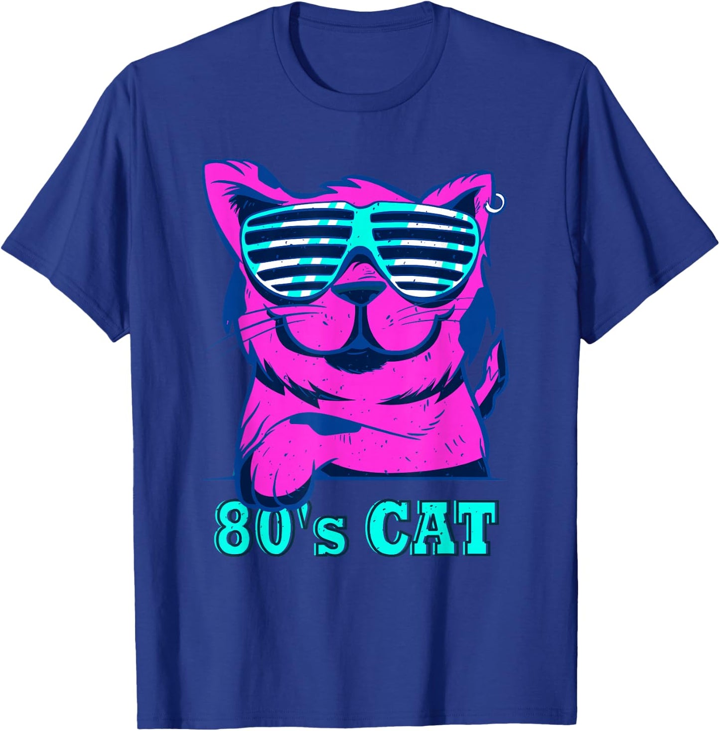 80s Colourful Retro Outfit Party Cat , black, s T-Shirt - T-Shirt | Royal