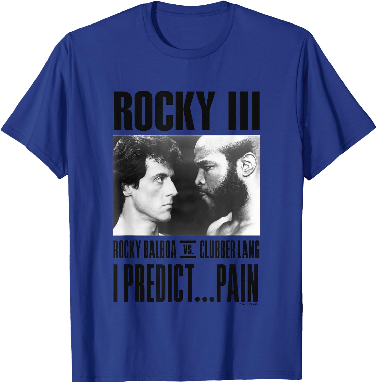 Rocky III I Predict Pain Rocky Vs Clubber Long Panel , gray T-Shirt - T-Shirt | Royal