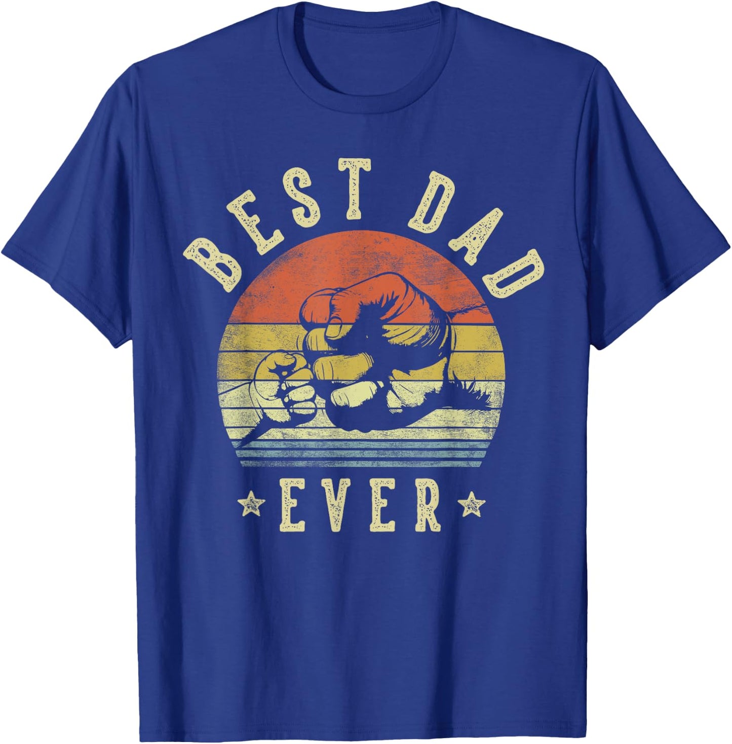 Best Dad Ever - Retro Fist Bump Vintage Design Dad T-Shirt - T-Shirt | Royal