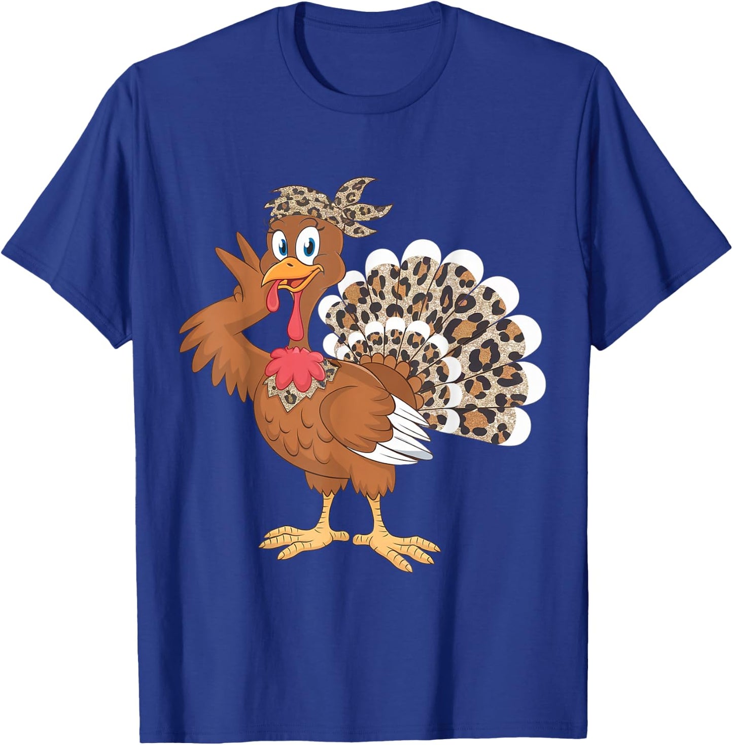 Thanksgiving Turkey Women Girl Leopard Autumn Fall Season T-Shirt - T-Shirt | Royal