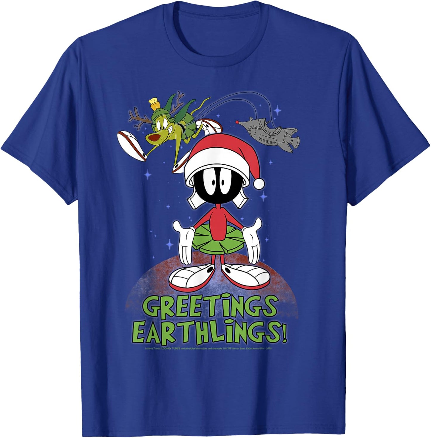 Looney Tunes Christmas Marvin Greetings Earthlings T-Shirt - T-Shirt | Royal