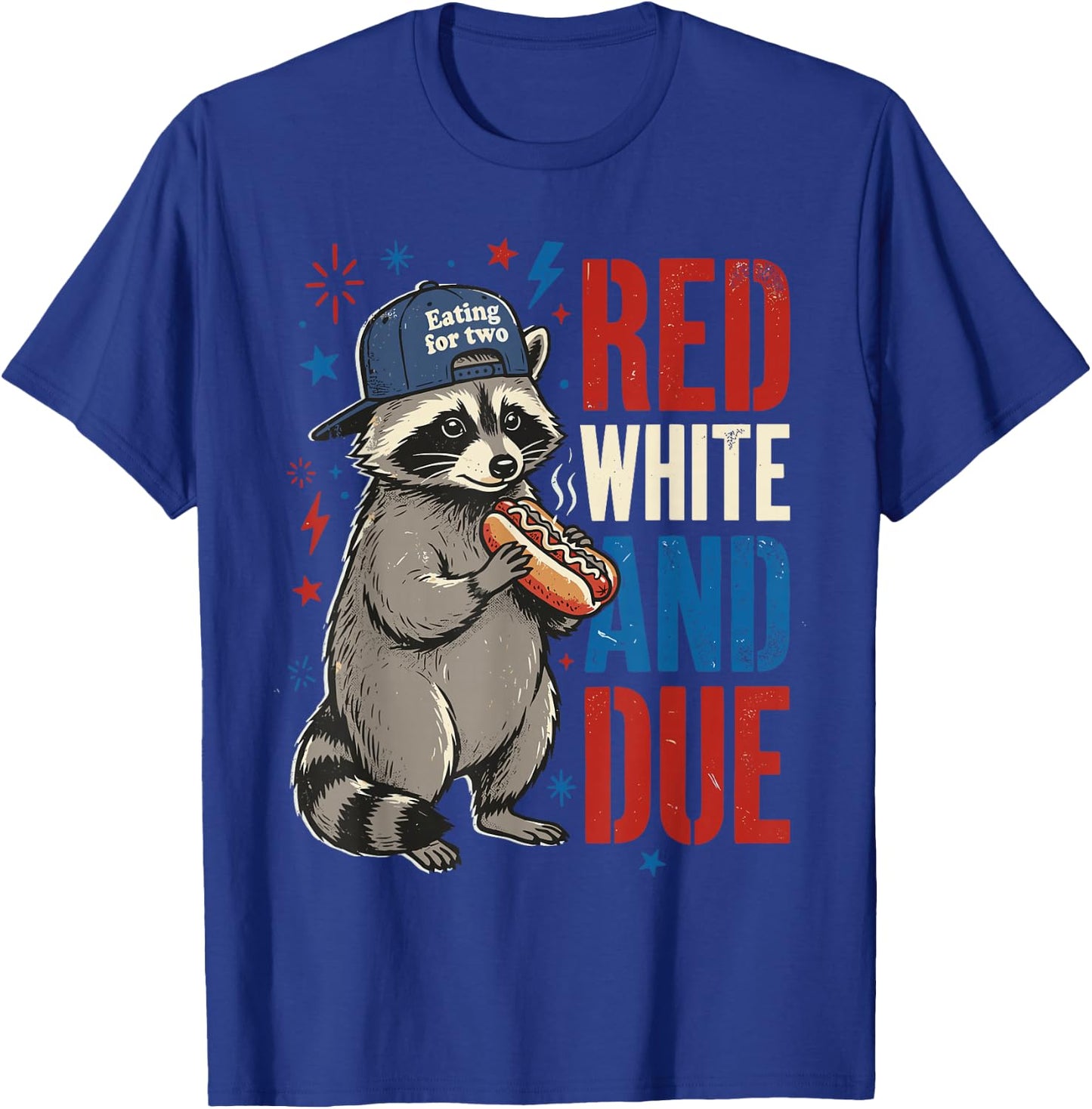 Red White and Due 4th of July Pregnancy Announcement Raccoon T-Shirt - T-Shirt | Royal