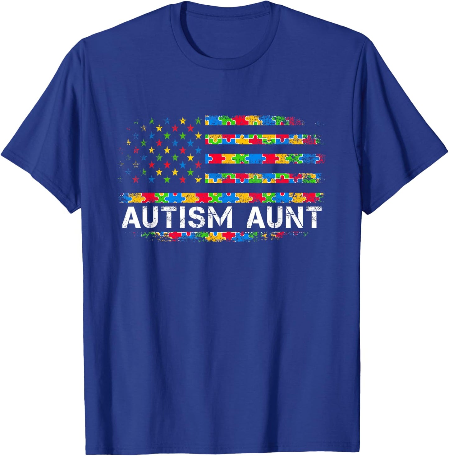 Autism Aunt Awareness US American Flag Men Kids T-Shirt - T-Shirt | Royal