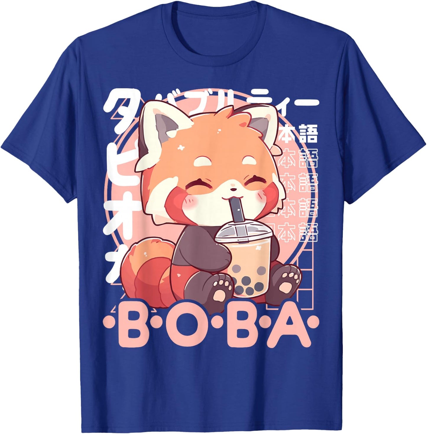 Red Panda Boba Kawaii Bubble Tea Red Panda Anime Neko , black T-Shirt - T-Shirt | Royal