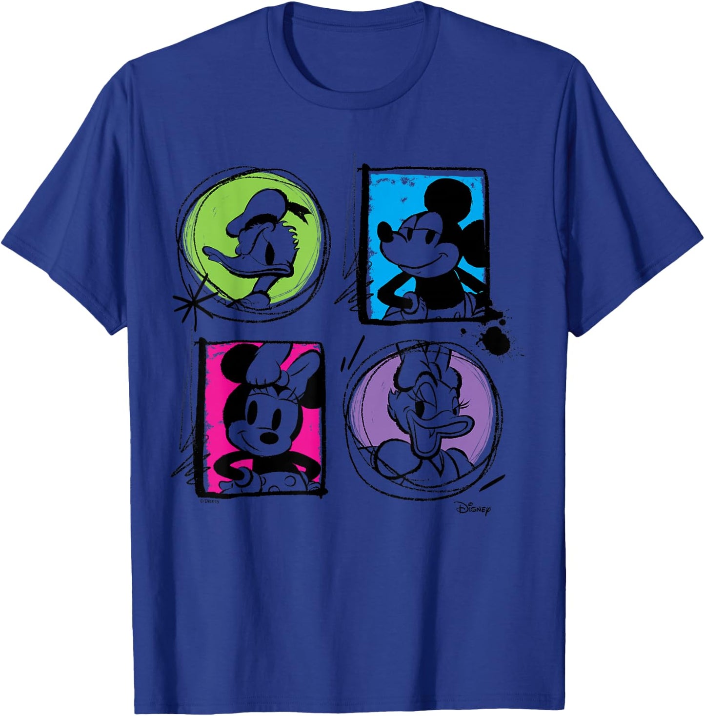 Minnie Mouse Minnie Mouse Donald Duck Daisy Duck Grid T-Shirt - T-Shirt | Royal