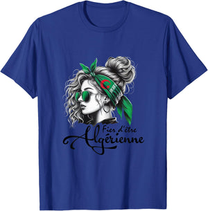 Proud to be Algerian Woman Girl Gift Algerian Flag , white, Female X-Small T-Shirt - T-Shirt | Royal