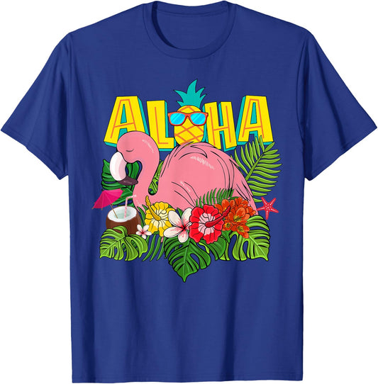 Aloha Hawaiian-Shirt Kids Girl Women Flamingo Hawaii T-Shirt - T-Shirt | Royal