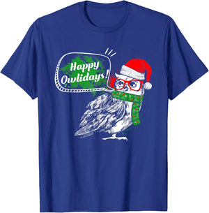 Happy Owlidays - Funny Christmas Holidays Owl Lover T-Shirt - T-Shirt | Royal