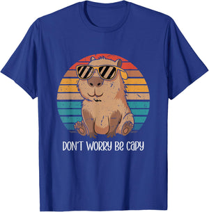 Capybara Dont Worry Be Cappy Capybara Retro Boys Girls T-Shirt - T-Shirt | Royal