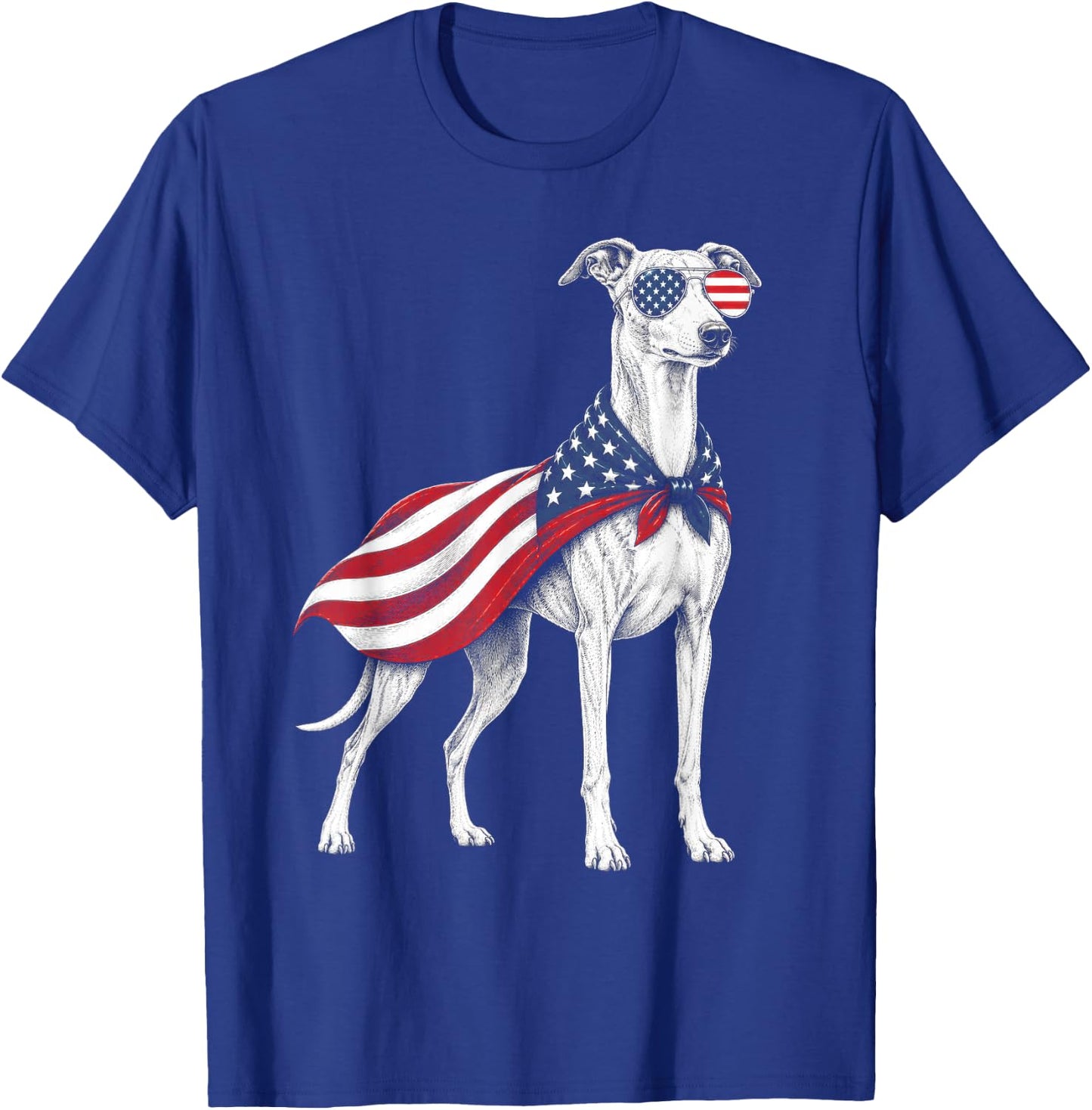 Whippet 4th of July US American Flag Dog Patriotic T-Shirt - T-Shirt | Royal