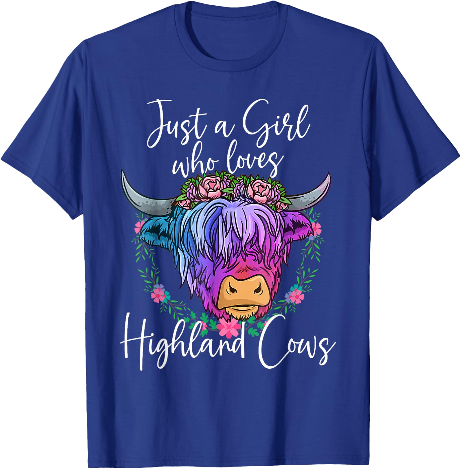 Highland Cow Gifts Women Just a Girl Who Loves Highland Cows T-Shirt - T-Shirt | Royal