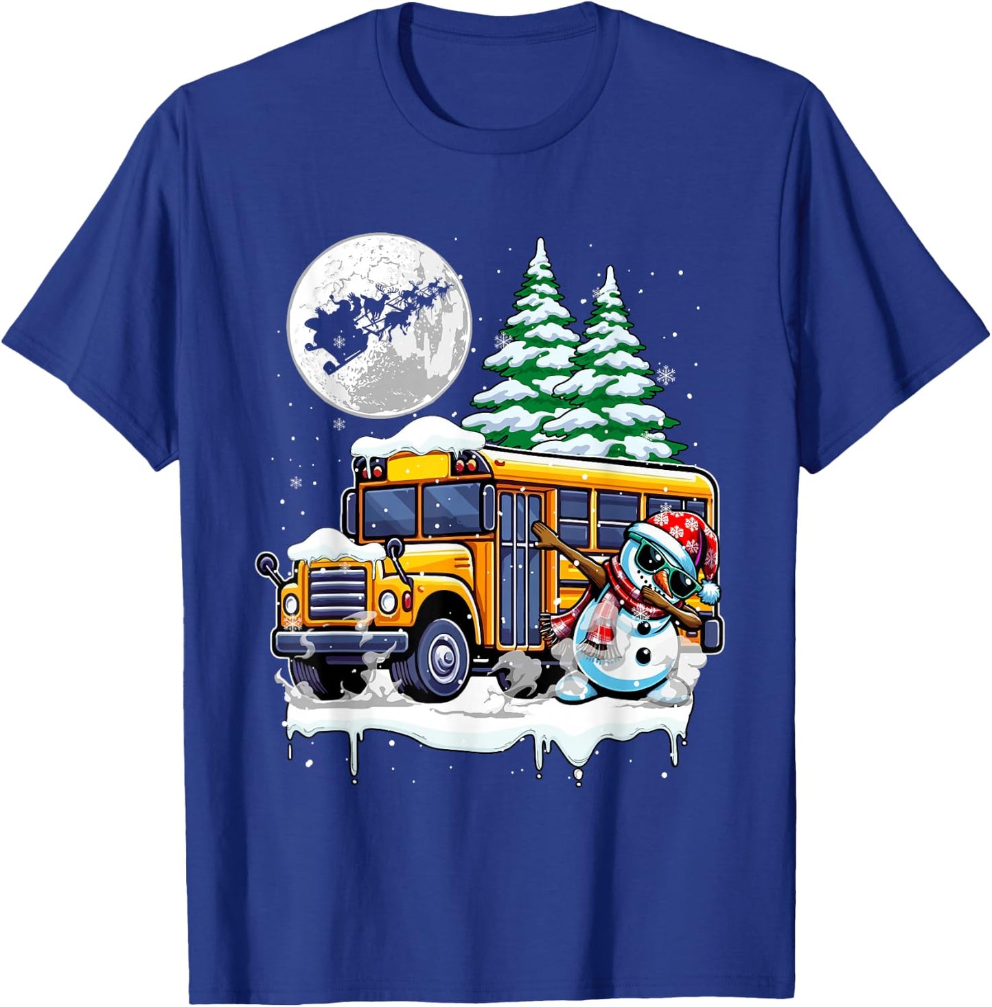 Dabbing Snowman On School Bus Christmas Driver Lover Kids T-Shirt - T-Shirt | Royal
