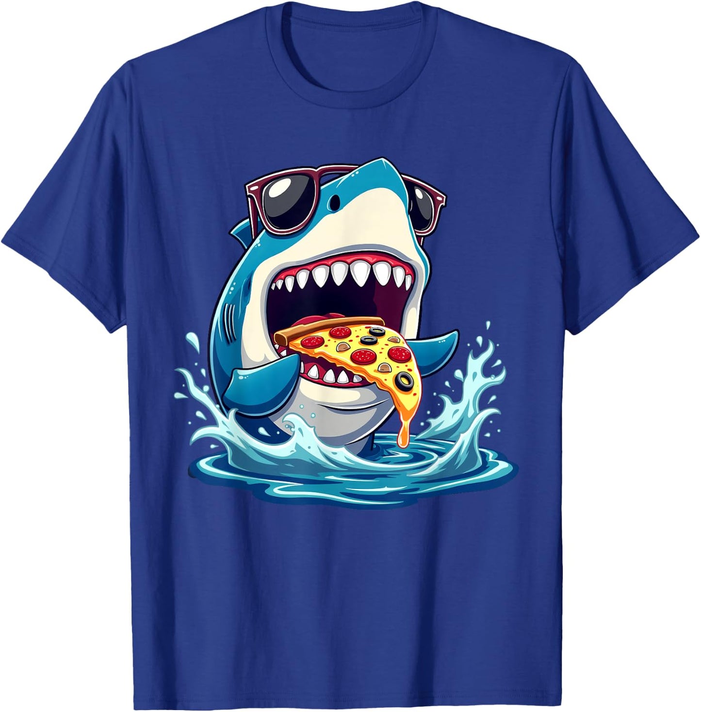 Pizza Eating Shark Kids Boys Food Lovers Jawsome Shark T-Shirt - T-Shirt | Royal