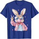 Cute Bunny Blowing Bubble Gum Rabbit Happy Easter Day Kids T-Shirt - T-Shirt | Royal