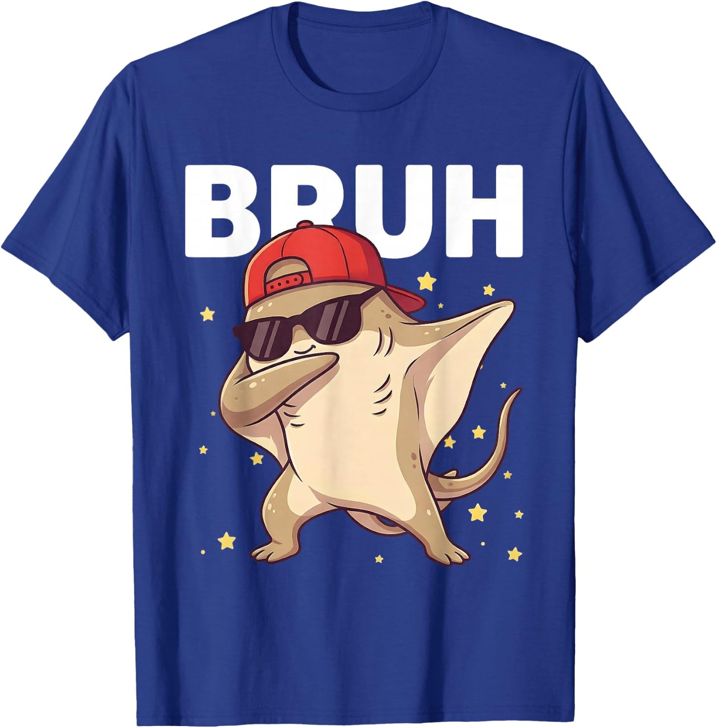 Bruh Funny Dabbing Stingray Kids Boys Ocean Animal Lover T-Shirt - T-Shirt | Royal