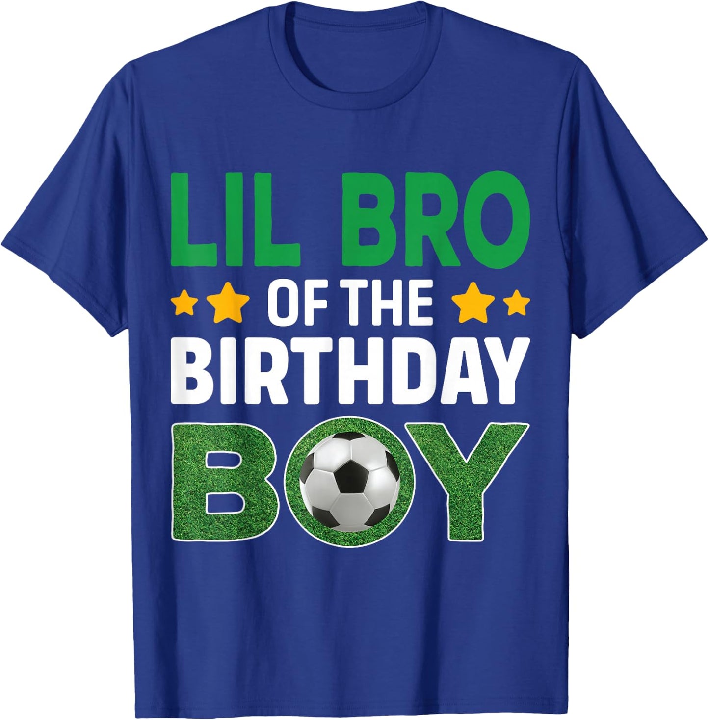 Lil Bro Of The Birthday Boy Soccer Birthday Celebration T-Shirt - T-Shirt | Royal