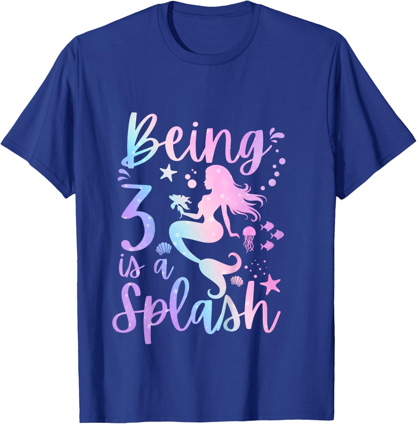 3 Year Old 3rd Mermaid Birthday Under Sea Party Themed T-Shirt - T-Shirt | Royal