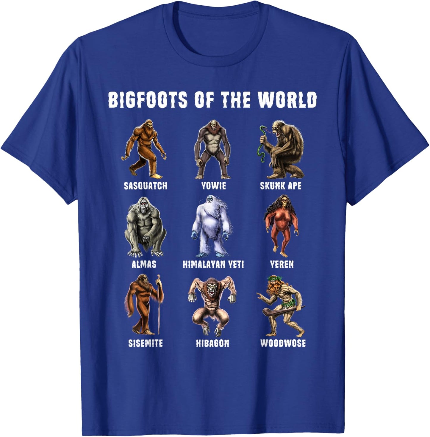 Cryptozoology Cryptid Fantasy Creatures Clothing Bigfoots Of The World Cryptozoology Cryptid Creature -Adults Black Small T-Shirt - T-Shirt | Royal