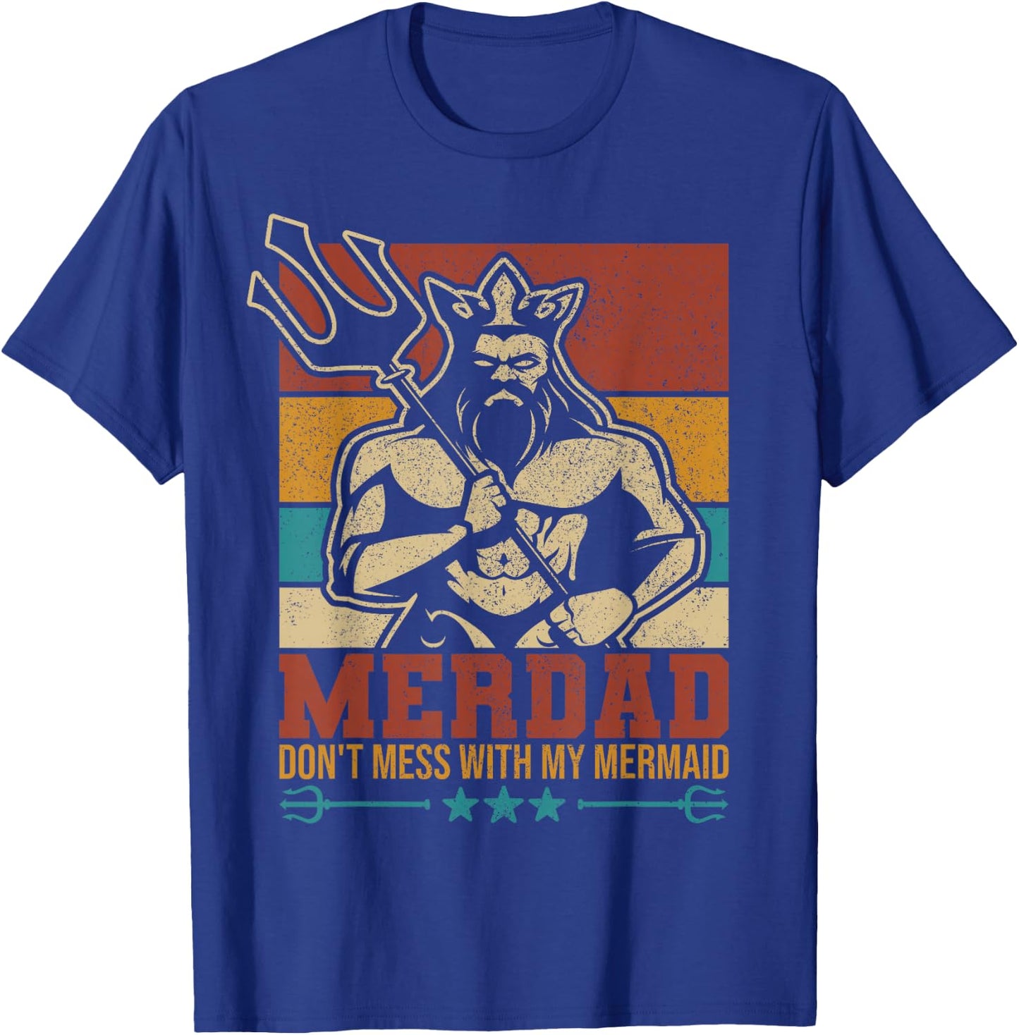 Merdaddy Mermaid Dad Costume Merman Fathers Day Party Outfit T-Shirt - T-Shirt | Royal