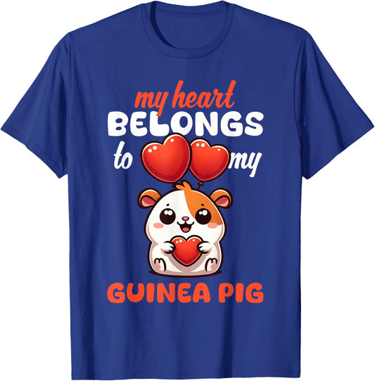 Cute My Heart Belongs To My Guinea Pigs Lover Graphic Cavy T-Shirt - T-Shirt | Royal