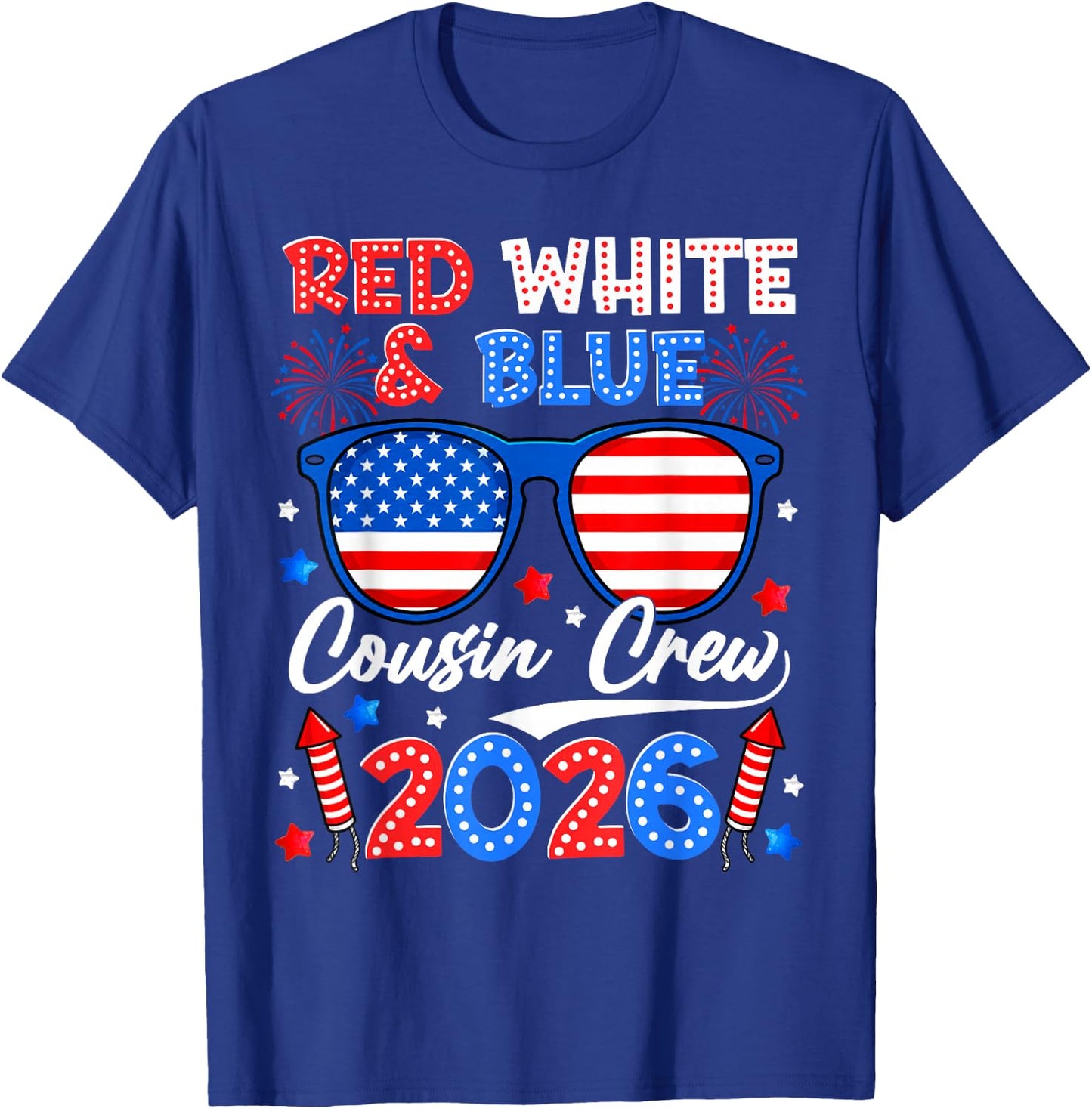 Red White and Blue Cousin Crew 2026 Matching Family 4th July T-Shirt - T-Shirt | Royal