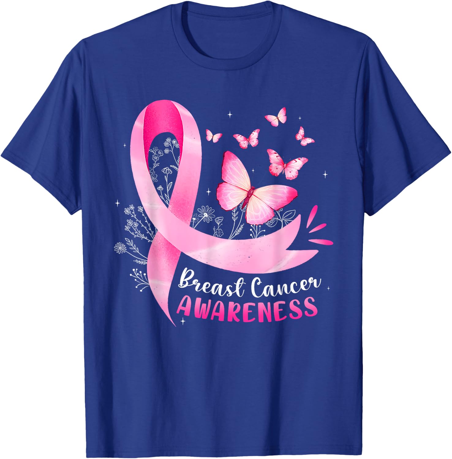 Pink Ribbon In October We Wear Pink Breast Cancer Awareness T-Shirt - T-Shirt | Royal