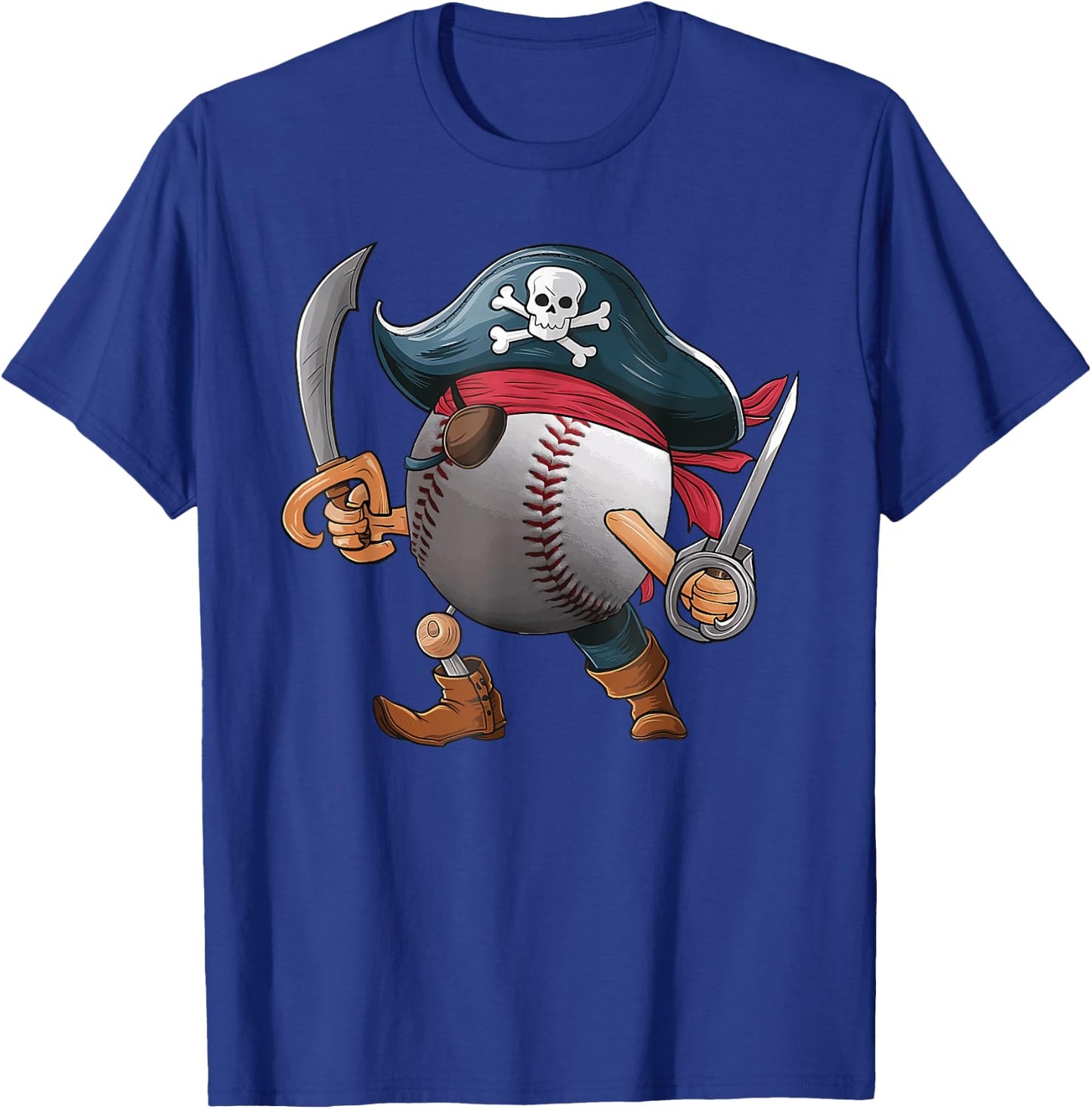 Baseball Pirate Ball Costume Funny Crossbones Skull Skeleton T-Shirt - T-Shirt | Royal