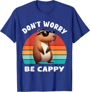 Capybara Capybara Rodent Dont Be Worry Be Capy Retro Funny Capybara , Black, S T-Shirt - T-Shirt | Royal