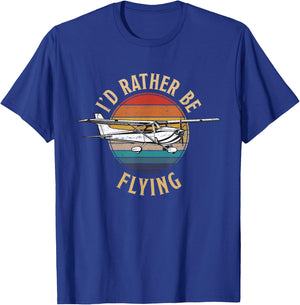 Vintage I'd Rather Be Flying C172 Airplane Cool Pilot Gift T-Shirt - T-Shirt | Royal
