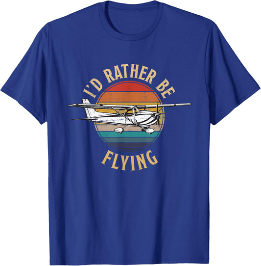 Vintage I'd Rather Be Flying C172 Airplane Cool Pilot Gift T-Shirt - T-Shirt | Royal