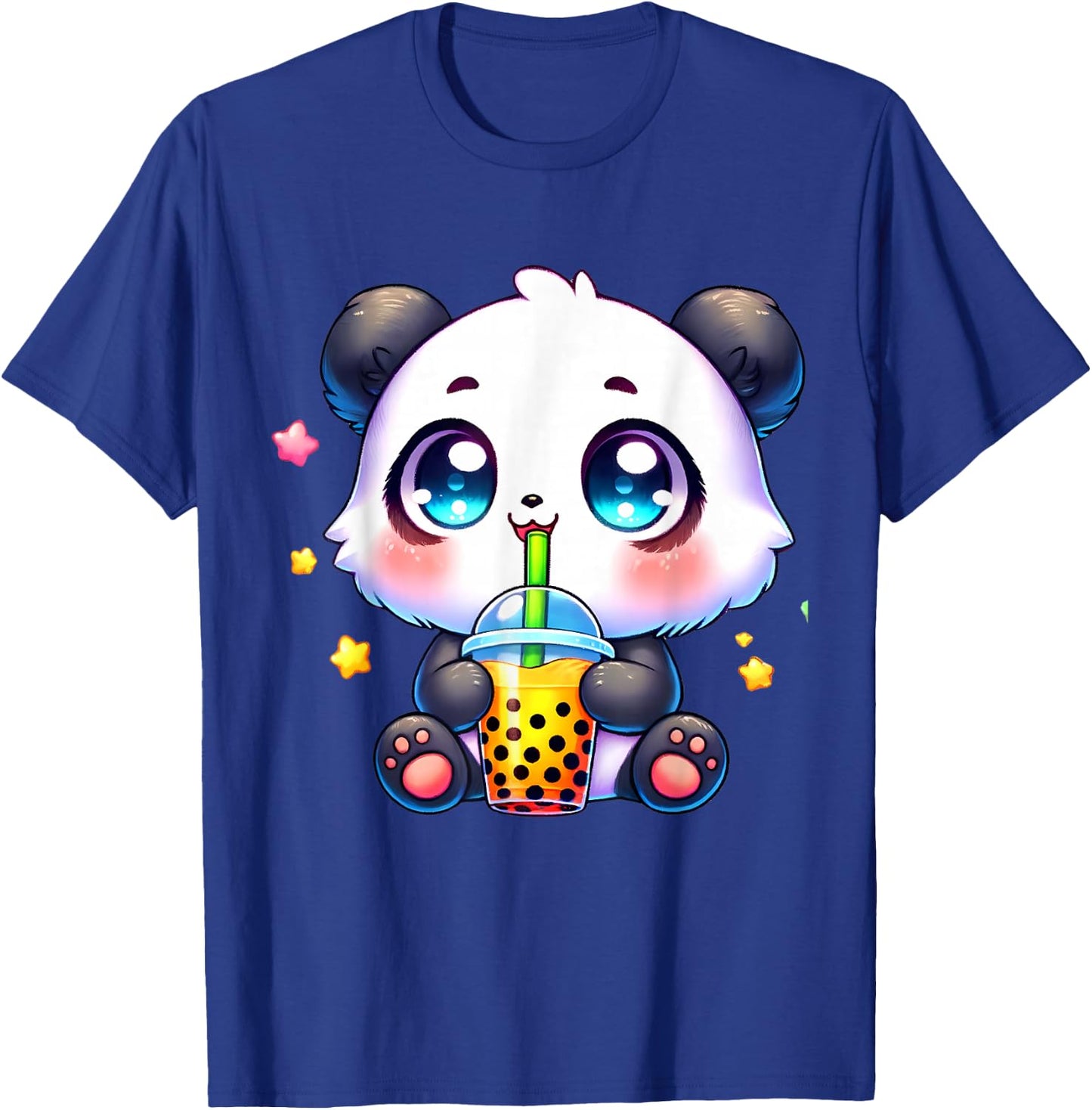 Kawaii Panda Drinking Boba Bubble Cute Anime for Kids T-Shirt - T-Shirt | Royal