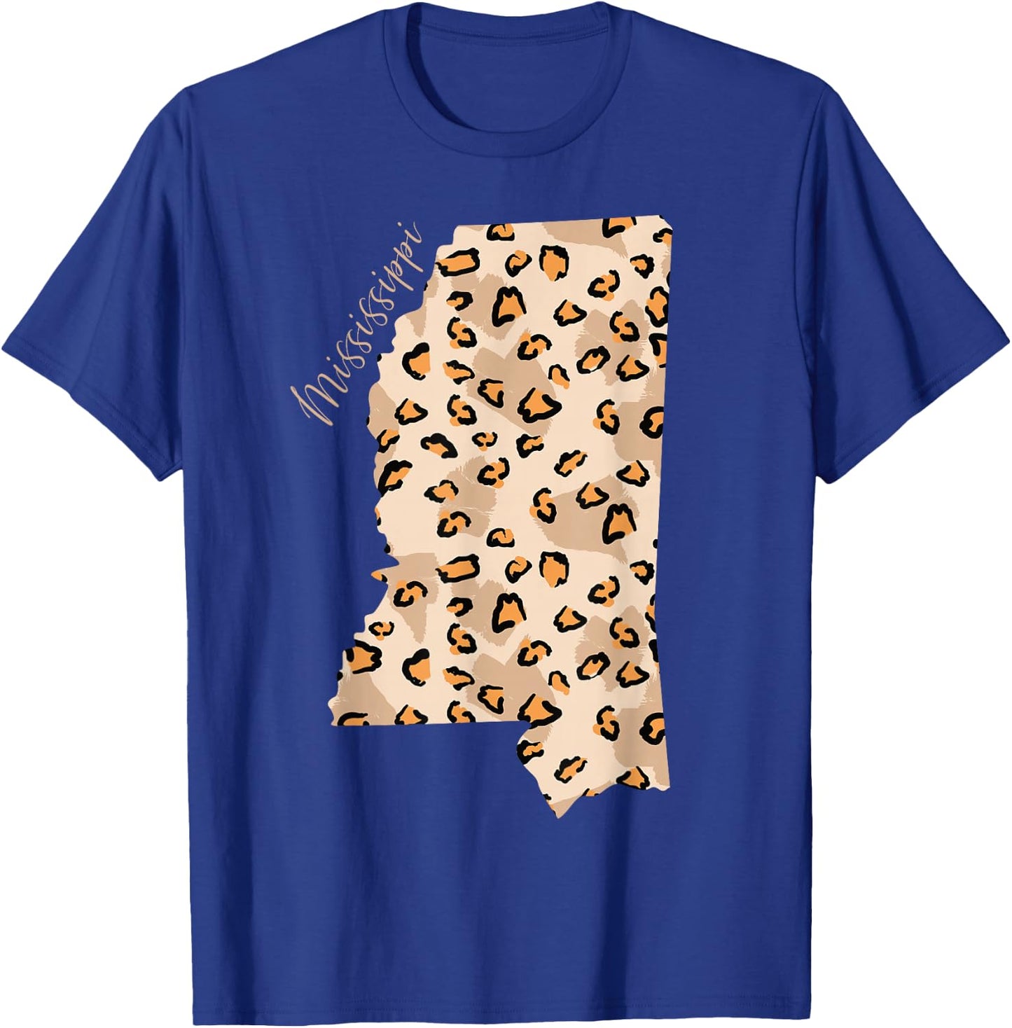 Mississippi Leopard Pattern Map Leo State Of Mississippi T-Shirt - T-Shirt | Royal