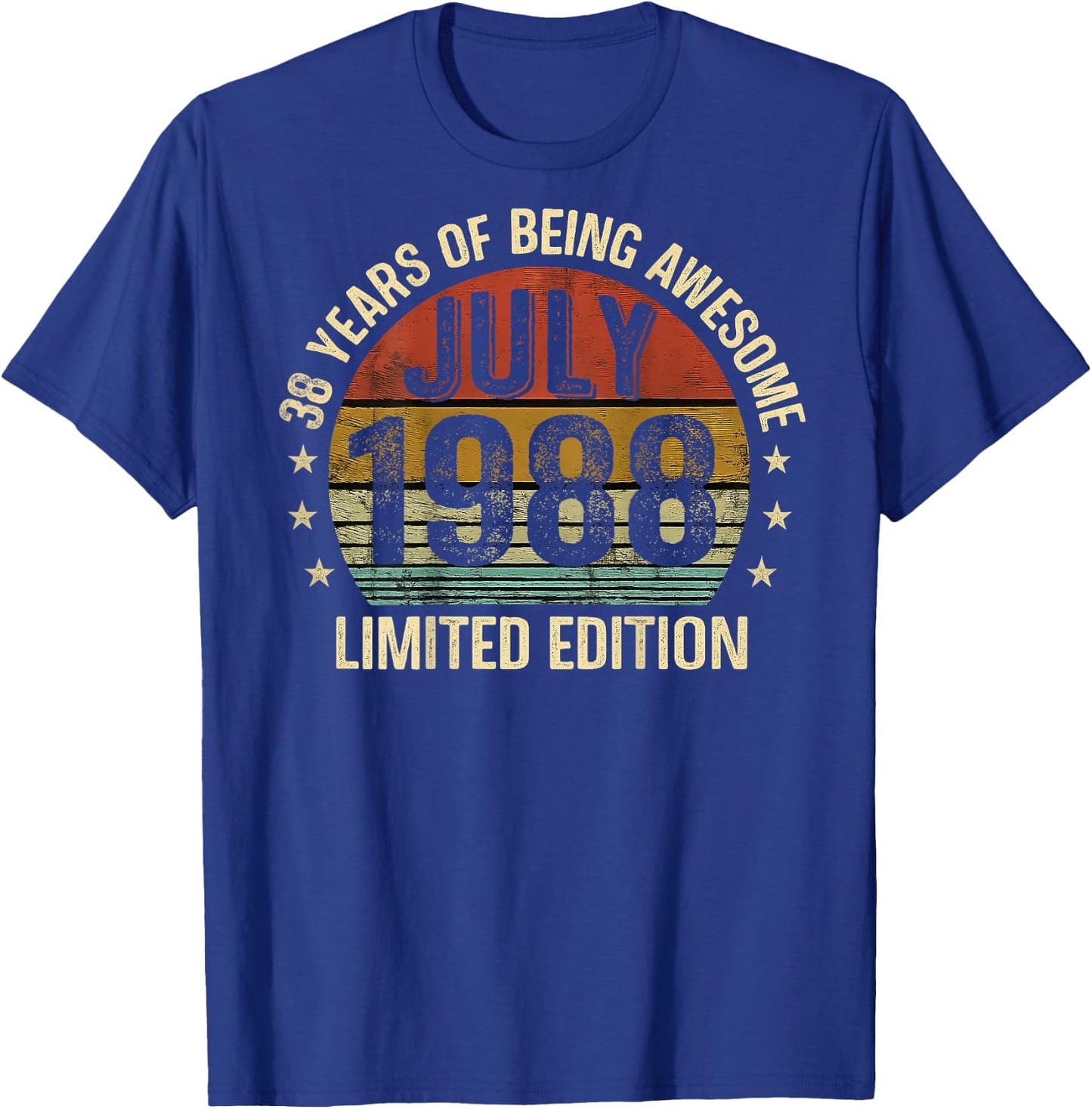(ON Back) July Birthday 1988 Limited Edition Vintage 38th T-Shirt - T-Shirt | Royal