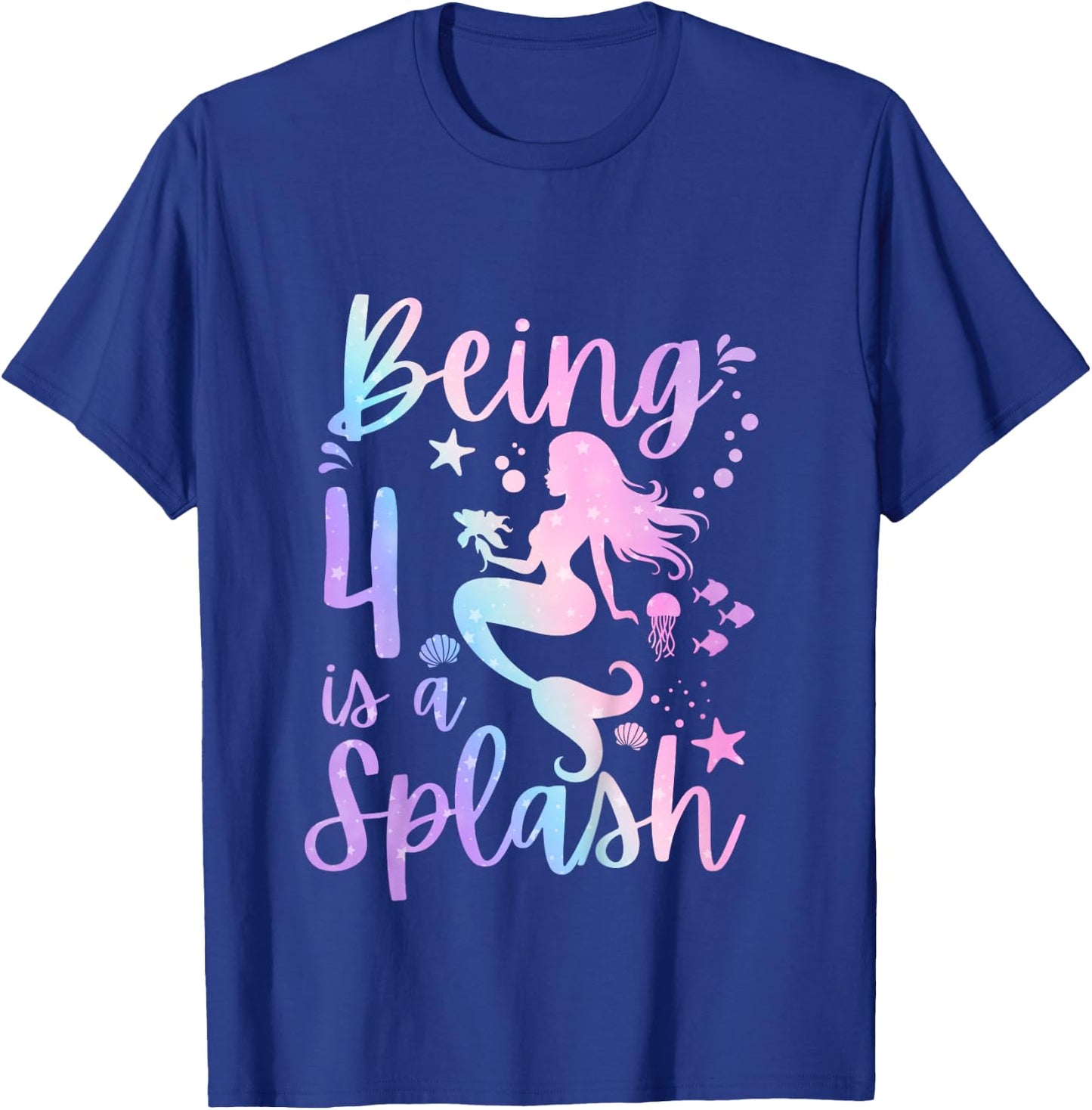 4 Year Old 4th Mermaid Birthday Under Sea Party Themed T-Shirt - T-Shirt | Royal