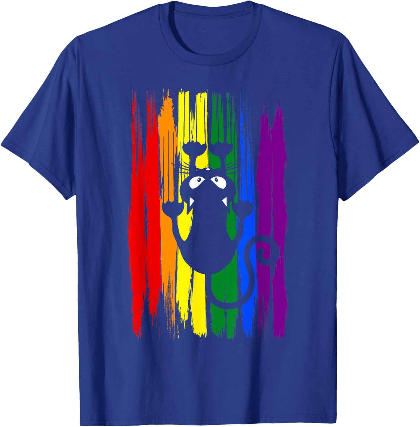 Clawing Black Cat on Rainbow Funny LGBTQ+ Pride T-Shirt - T-Shirt | Royal