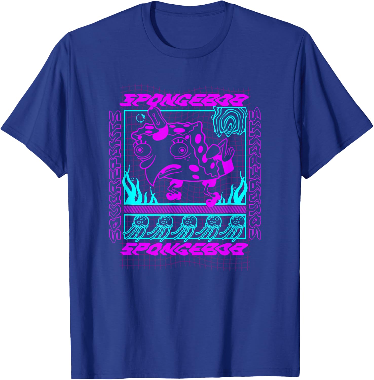 SpongeBob SquarePants Jellyfish Rave Mystical Techno Poster T-Shirt - T-Shirt | Royal